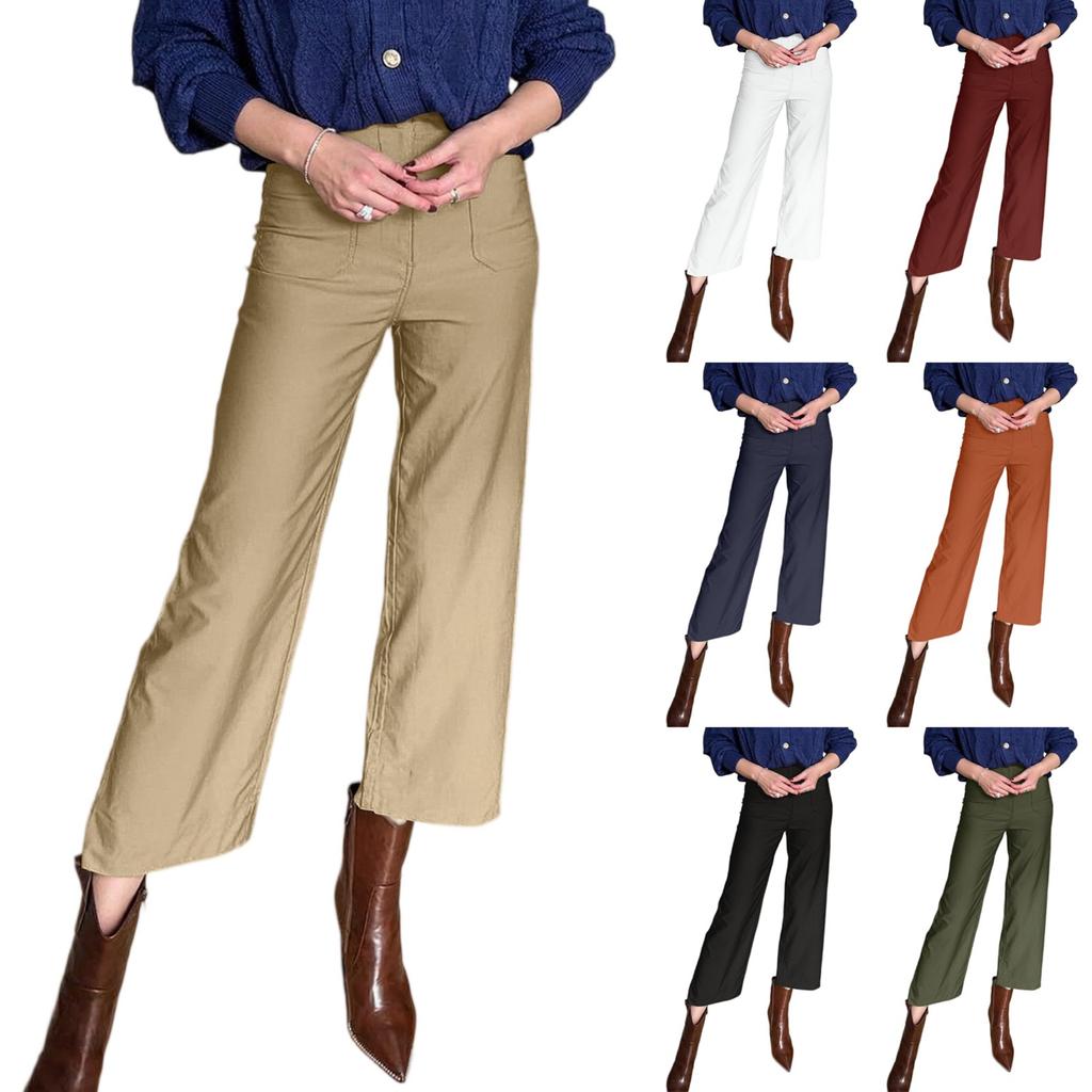 Wide Leg Pants For Women Casual Pants Trousers With Pockets Women's Casual  Pants Solid Color Summer Casual Cropped Pants