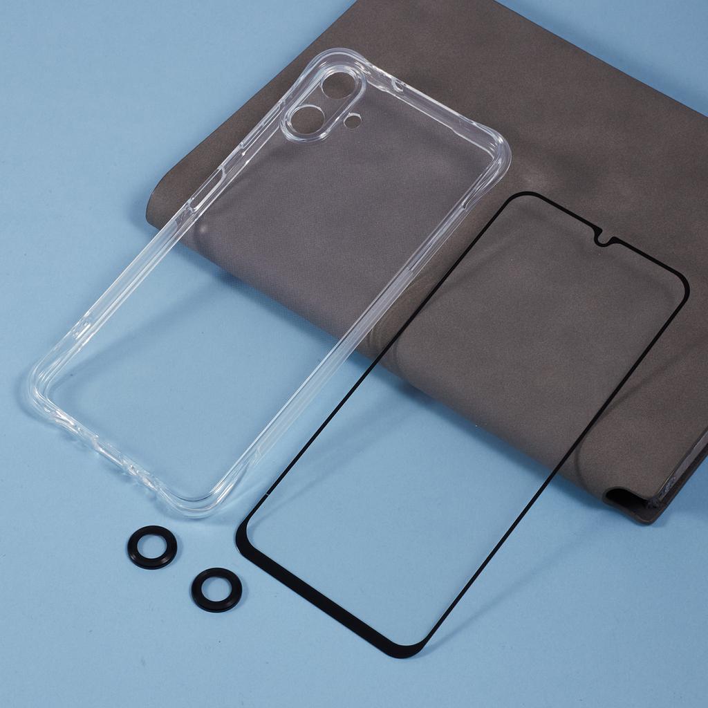 For Samsung Galaxy A06 4G Case TPU Phone Cover with Screen Protector+Camera Lens Film
