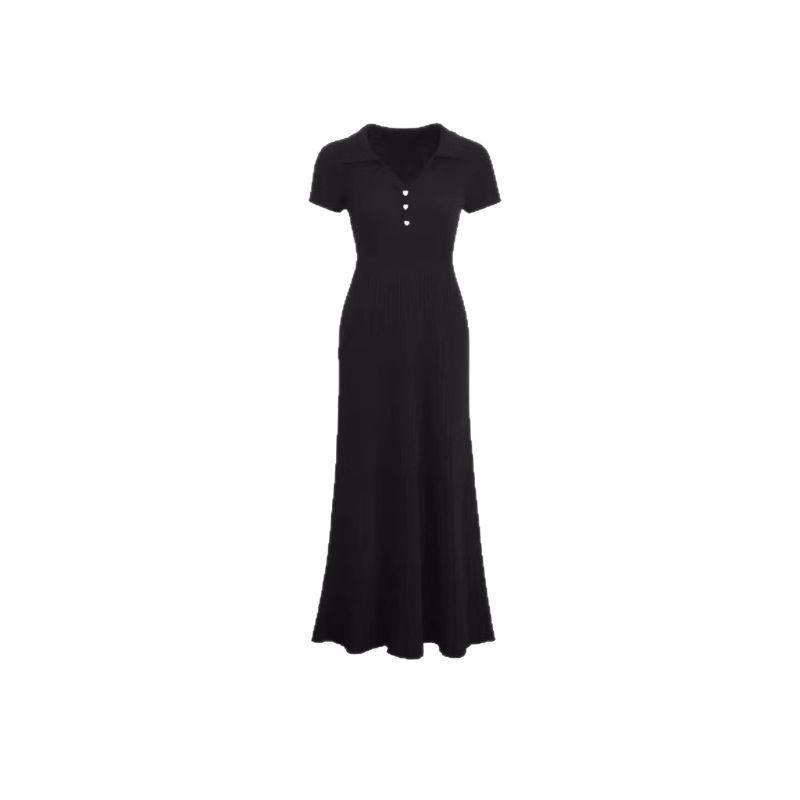 

Женское летнее элегантное французское платье Хепберн черного цвета – Облегающее, с коротким рукавом, длинное платье, облегающее бедра One size (recommended for under 125 pounds) чёрный