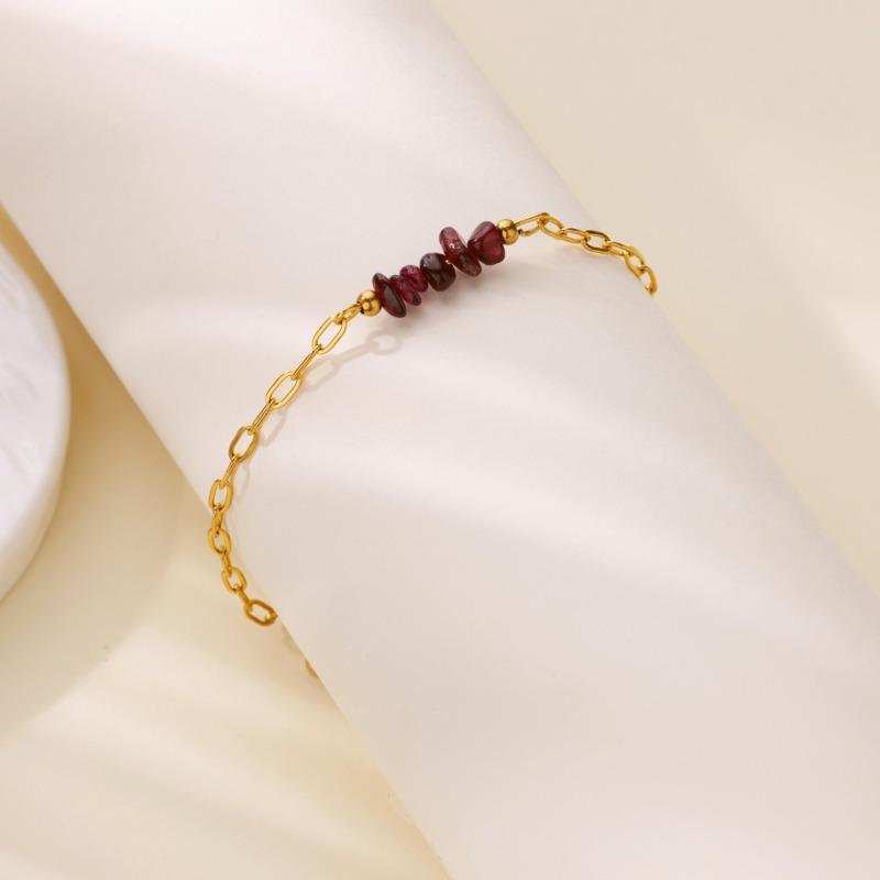 Bohemian Bracelet Women's Niche High-end Imitation Agate Irregular Gravel Summer Stainless Steel Bracelet