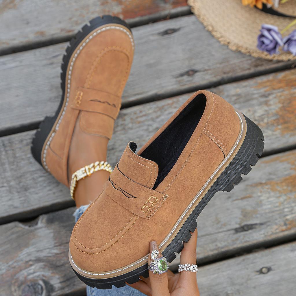 Fashion 2025 New Women Loafers Comfortable Outdoor Sneakers Non-slip Thick Bottom Shoes Spring Autumn Flat Shoes Women Zapatos De Mujer