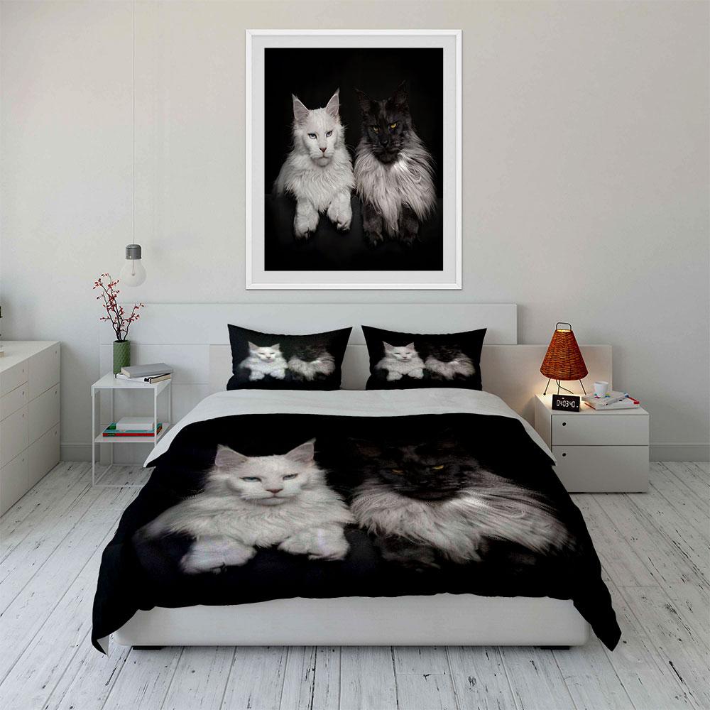 "Elegant Cat-Themed Home Decor Set" Multiple sizes kid's and adults' bedroom Exquisite 3PC bedding set gift