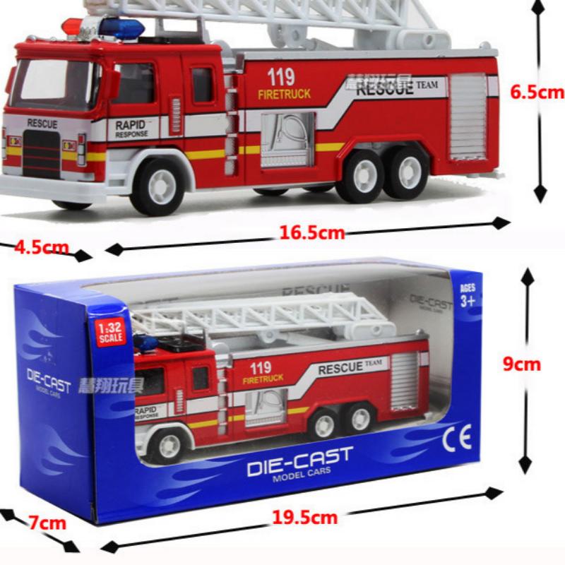 Mașină din aliaj Camion de pompieri Jucărie de stingere a incendiilor Model Muzică ușoară Trage înapoi Mașină de jucărie pentru copii