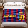 Lionel Messi Printed Flannel Blanket Custom Name Text Soft Warm Throw For Bedroom Holiday Gift