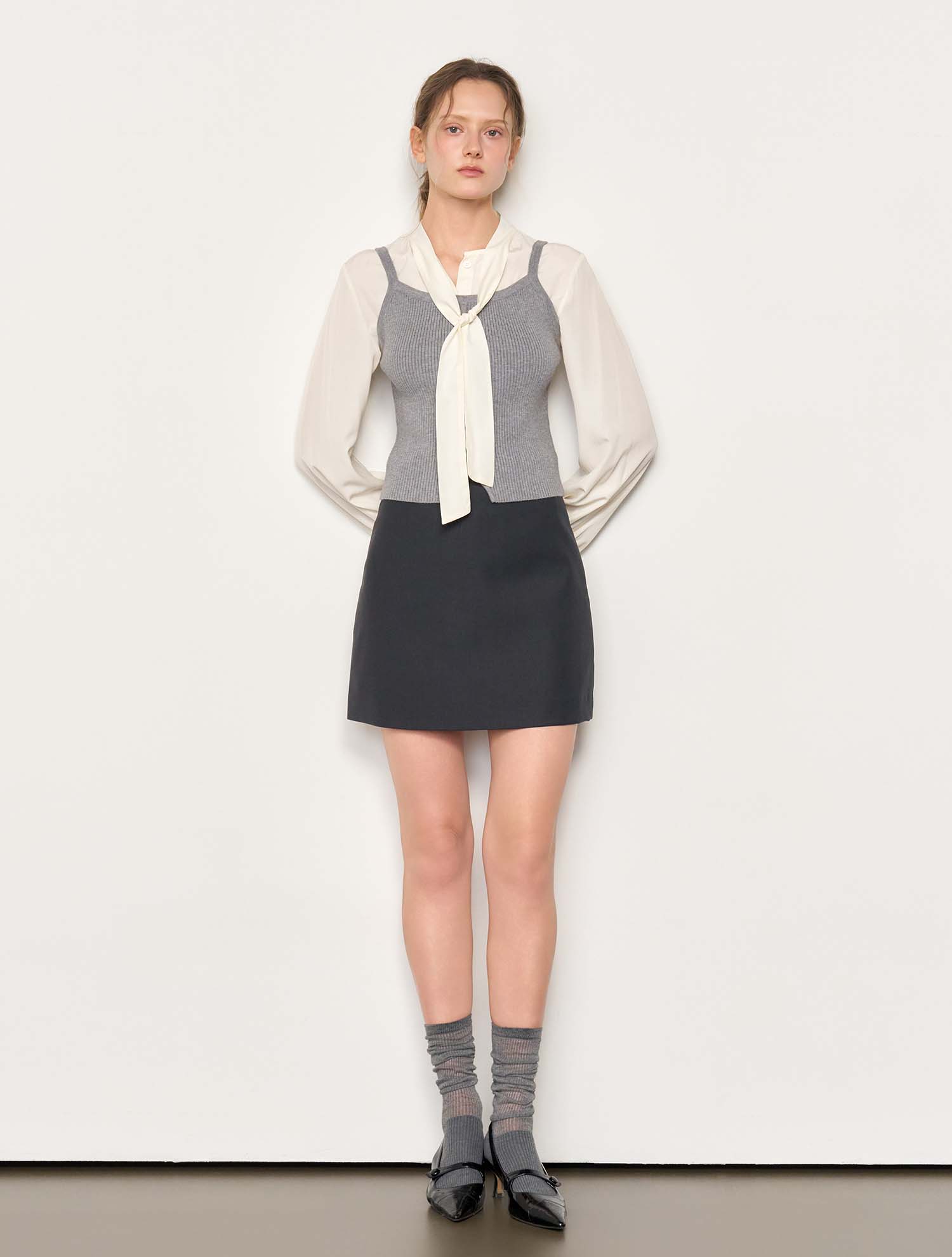 General Idea Pintuck Slit Bustier [Grey] / Wbe1L05518 Grey/S