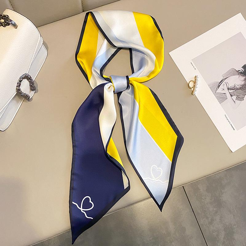 Luksuriøst langt silkeskjerf for kvinner, dyre- og hesteprint, tynt smalt skjerf, veskebånd, hårbånd, sløyfe, skjerf, damehalsklut