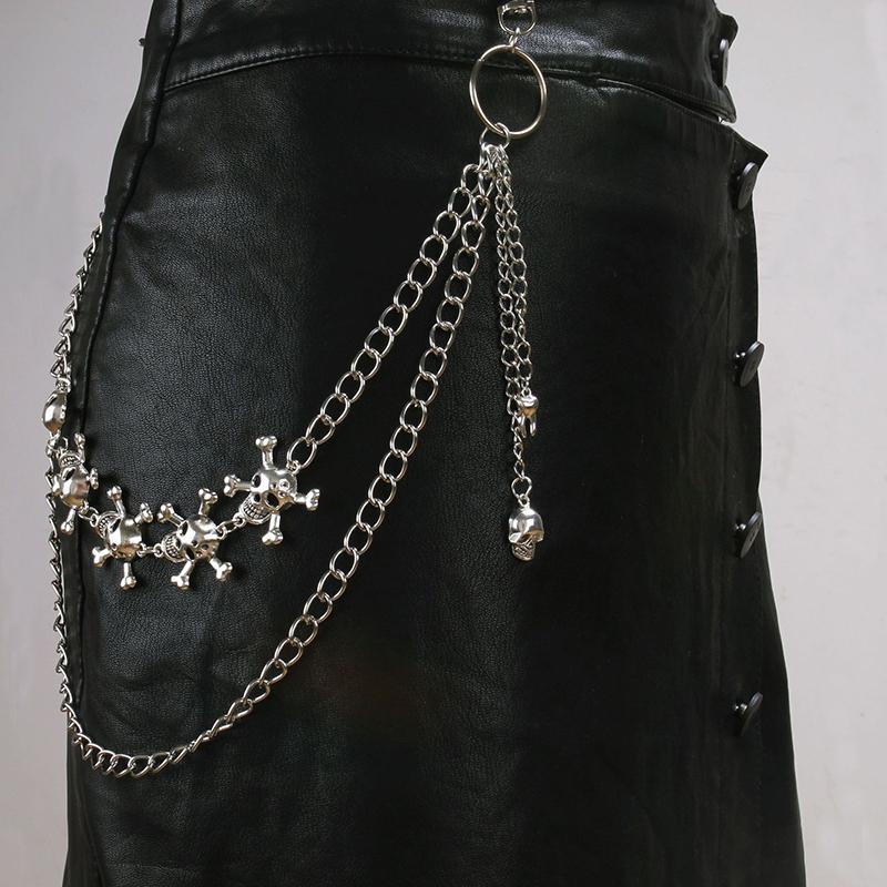 Punk Hosenkette Totenkopf Dekorative Metall-Taillen-Schlüsselanhänger Für Männer Frauen Jeanshose Gothic Vintage Hip-Hop Schmuck Zubehör