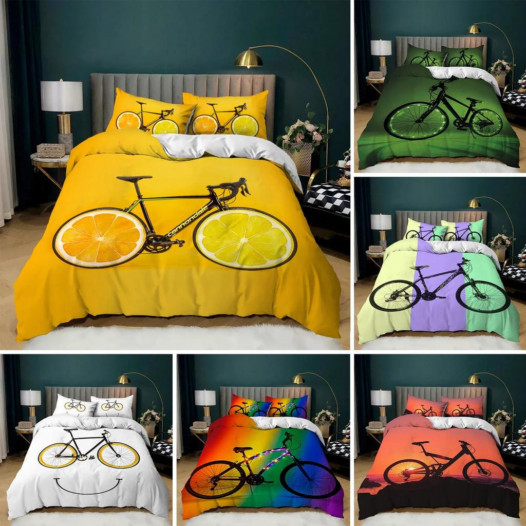 Bicycle A Bike Sketch Artwork Comfortable Duvet Quilt Cover Pillowcase Bedding Set Children Bedroom Decoration Home Textile
