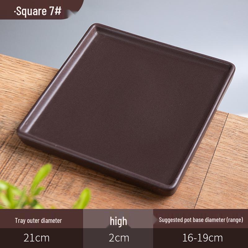 Purple Clay Ceramic Flower Pot Tray - Rectangular/Round Base for Water Catching Bonsai