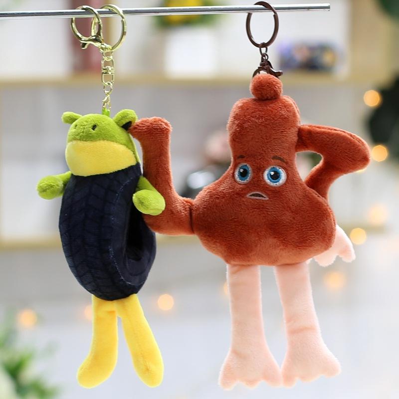 Mountain and Sea Ceremonial Wooden Stick Man Doll Pendant Keychain Shark Doll Small Doll Banana Monkey Plush Toy