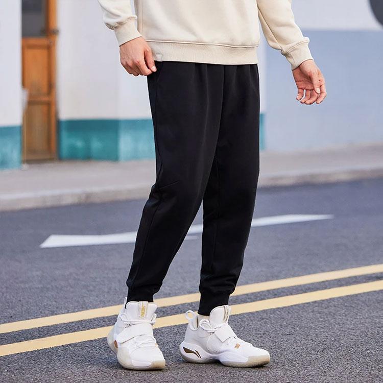 Li Ning Bad Five Solid Color Cuffed Sports Knit Pants Men Pants Black AKLS123-1