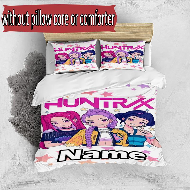 Set copripiumino 3 pezzi (1*Copripiumino + 2*Federe, Senza Nucleo), Set Biancheria da Letto Personalizzato con Nome KPop Cacciatori di Demoni, Decorazione Camera da Letto Casa Regalo