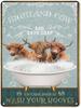 Funny Highland Cow Metal Sign Hot Tub Bath Funny Animal Tin Sign Vintage Metal Sign for Home Bathroom Wall Decor Mural Bathroom