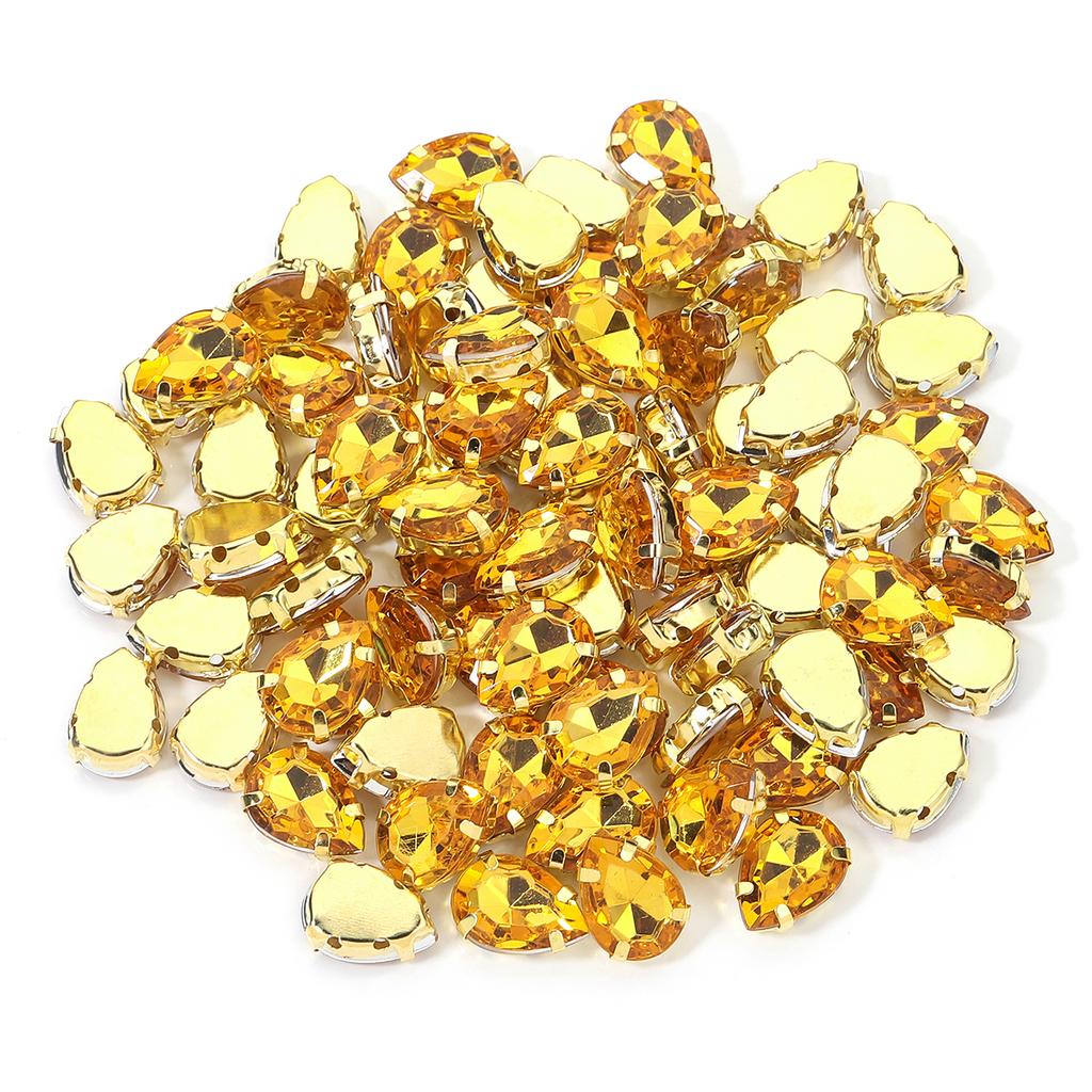 50 Stück/Los Bunte Tropfenform Acryl Aufnäher Strasssteine Mit Goldener Kralle Basis Tropfenform Perlen Für Kleidung Schmuck Dekoration