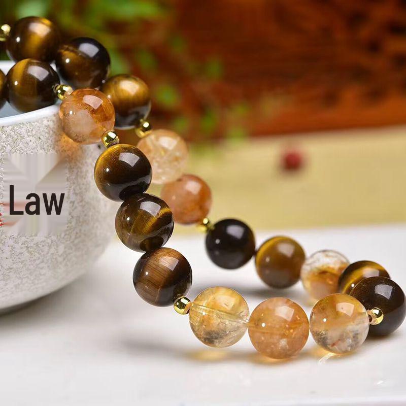 Citrine Yellow Topaz & Tiger's Eye Necklace - Women's Simple Style Clavicle and Sweater Chain