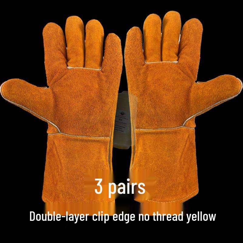 

Heat-Resistant Cowhide Welding Gloves - Soft, Anti-Scald, Long, Thickened, Double-Layer Insulated Protection.
