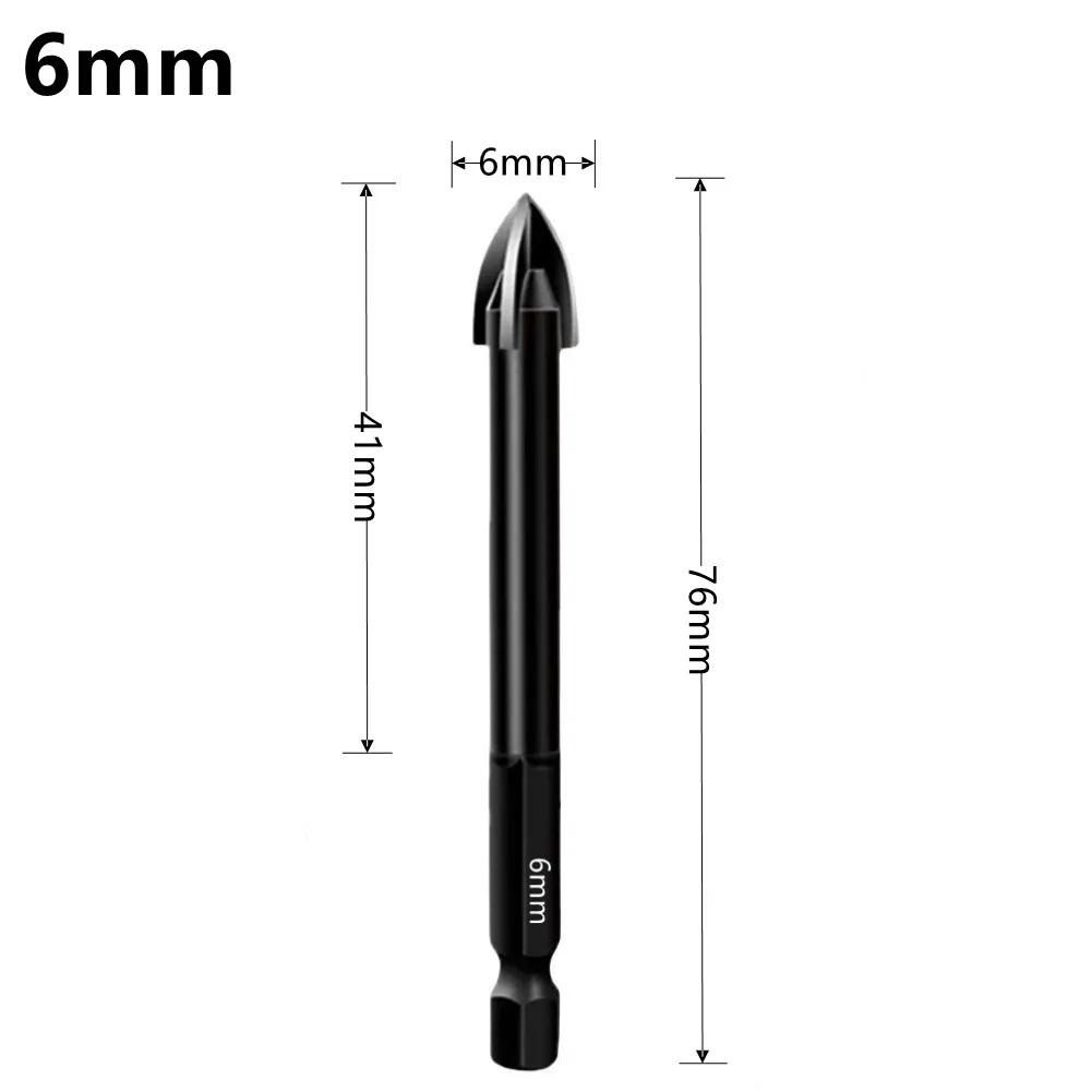 Cross Hexagonal Ceramic Tile Drill Bit Glass Ceramic Concrete Hole Opener Alloy Triangular Drill Bit Size 3/4/5/6/7/8/10/12mm