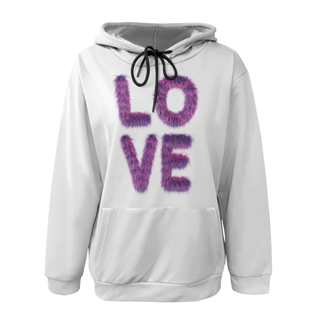 European & American Women's Casual Printed Hooded Sweatshirt A8773
