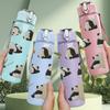 1PC Multiple Small Panda Group Pattern 750ml Color Plastic Sports Water Bottle Leakproof Flip Straw Lid Suitable for Sports Office Home Use
