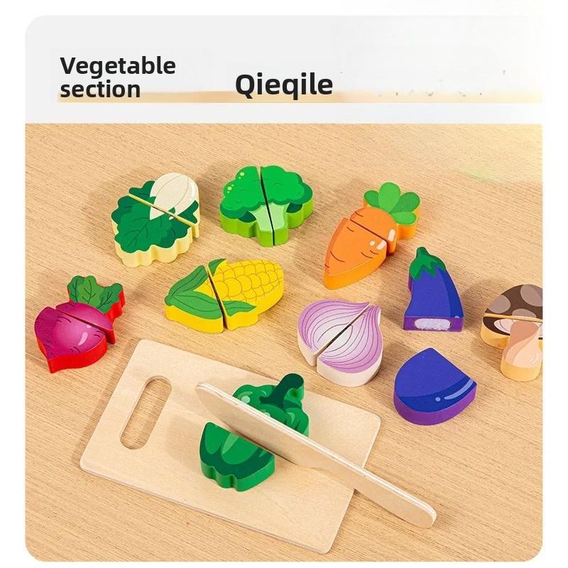 Simulation Kitchen Pretend Toy Wooden Classic Game Educational Toy for Children Kids Gift Cutting Fruit Vegetable Food Set Gifts