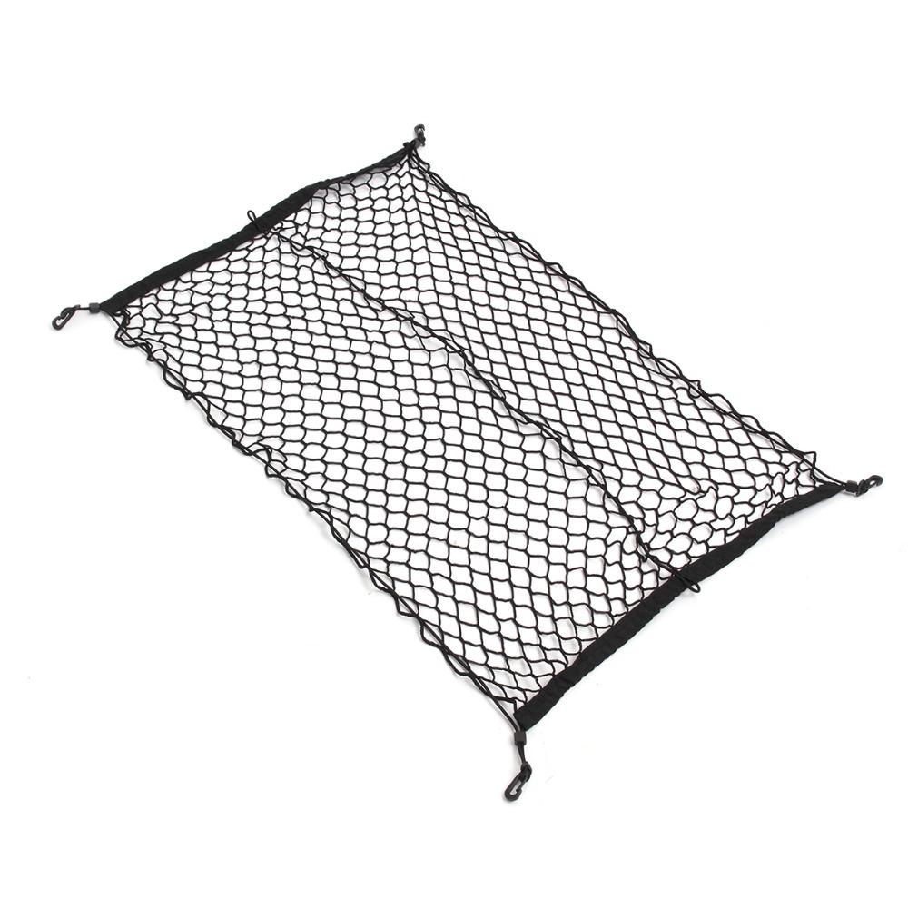 100Cm X 70Cm Black Nylon Car Trunk Net Luggage Storage Organizer Bag Rear Tail Mesh Network With 4 Hooks
