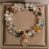 Chic Multi-Layer Agate & Chalcedony Bracelet with Ping'an Buckle Pendant for Women