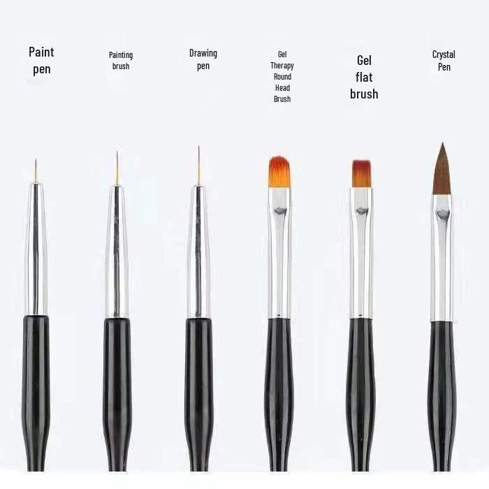 Black Gold Dual-Ended Nail Art Brush Set with Small Waist Design