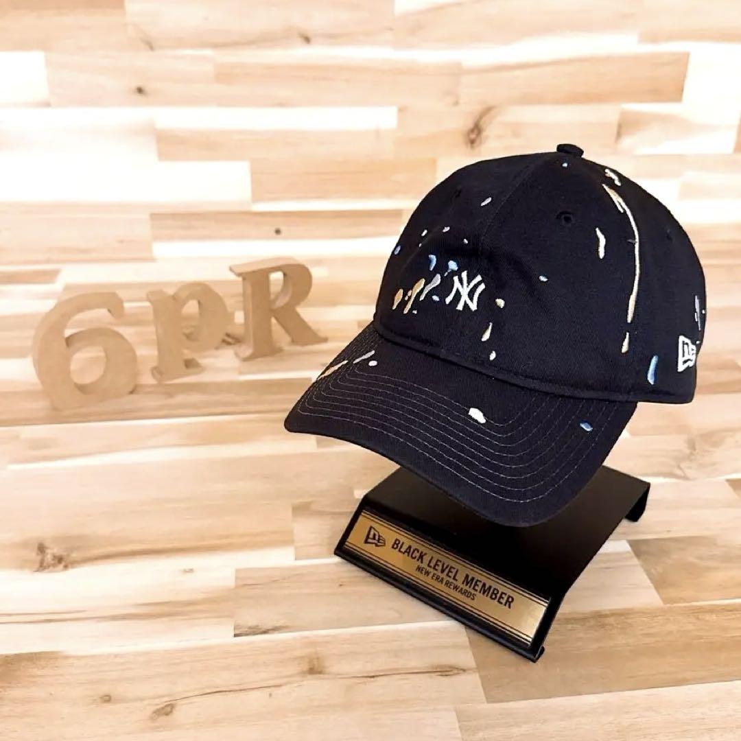 

[USED] Discontinued New Era x Yankees Drop Paint Embroidery Design Cap, Black