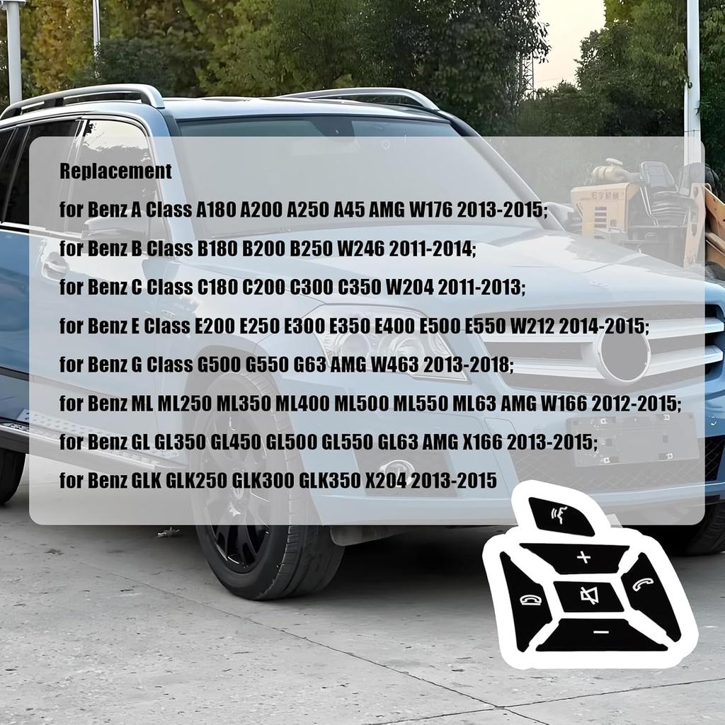 Car Steering Wheel Button Stickers Cover Fit for Mercedes Benz ML GL GLK GLA CLA CLS SL A B C E G Class Interior Switch Button Decoration