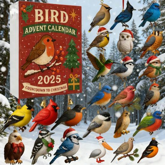 Christmas Advent Calendar Bird Design 24-Day Countdown Decoration Kid Surprise Advent Calendar Holiday Decor