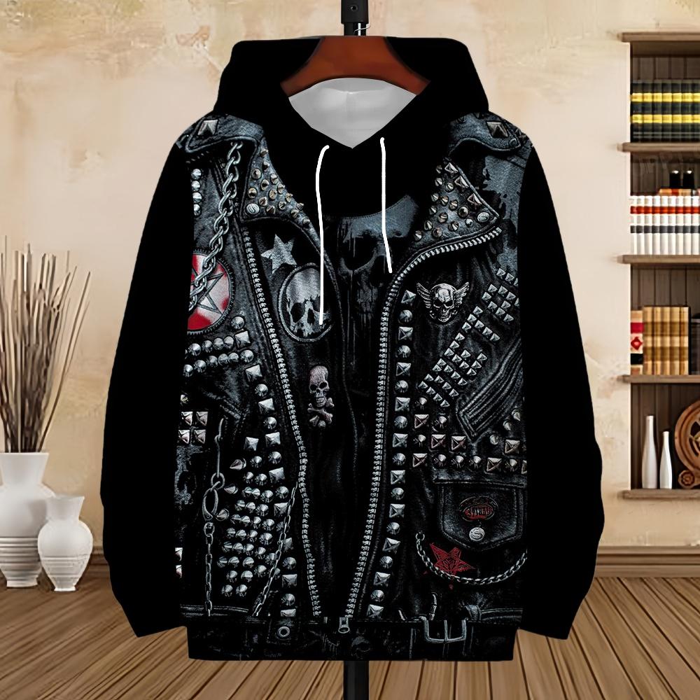 Men's Hoodie Skull Design Hoodies 3D Print Horror Graphic Tops Fall Harajuku Long Sleeve Kangaroo Pocket Hoodie for Men Clothes