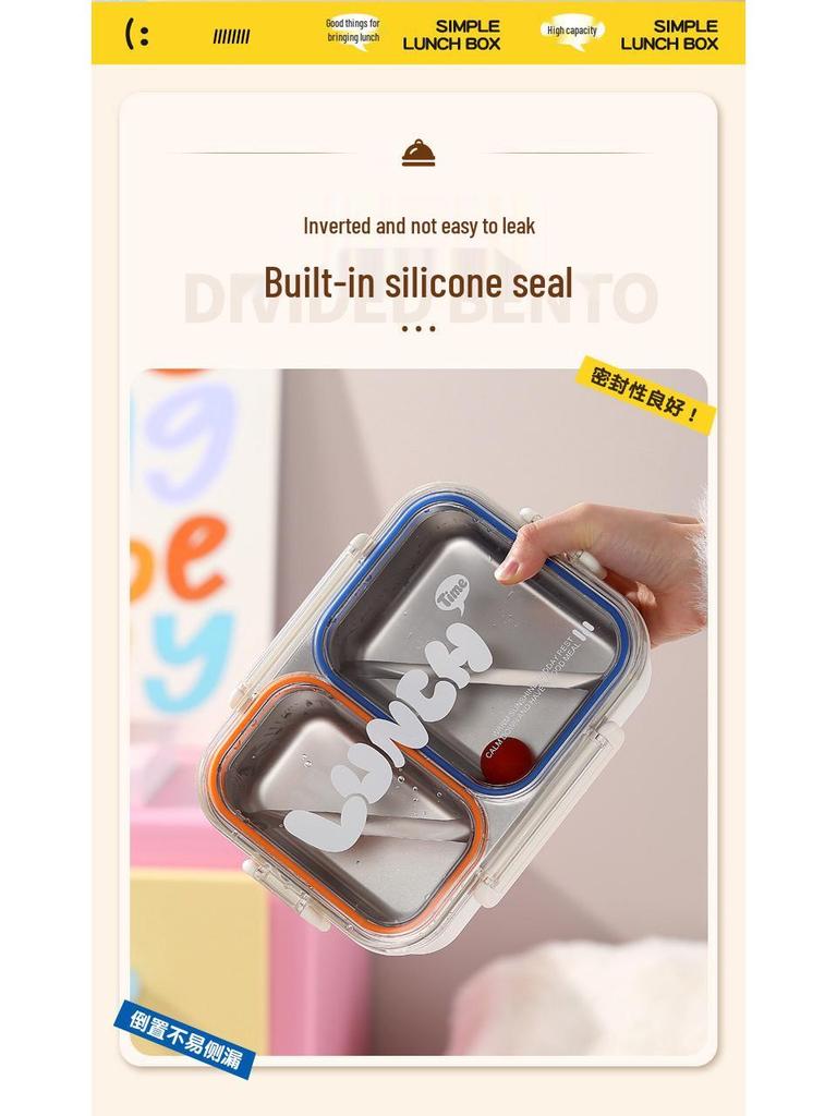 304 Stainless Steel Bento Lunch Box for Students and Office Workers - Microwave Safe and Leakproof