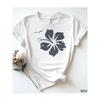 European Size "Polyester White Women's T - Shirt: Simple and Chic Hibiscus Design"