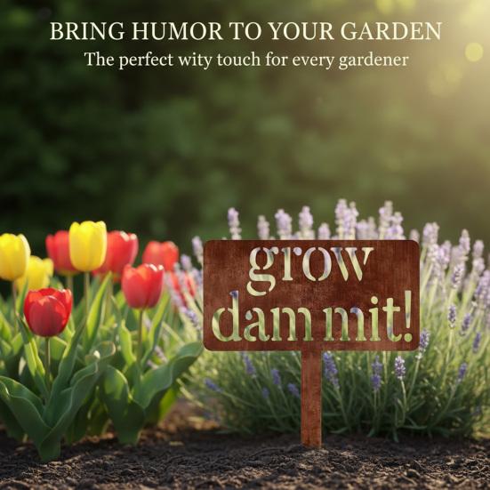 Grow Funny Metallschild, Vintage Dekorative Plakette Pfahlschild, Kräuter Obst Blumen Gemüse Garten Zubehör, Geschenke für Frauen, Männer, Mama, Gärtner