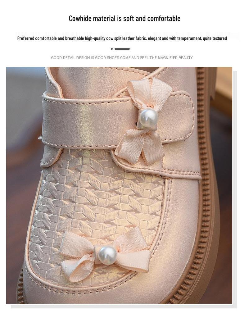 2025 Mädchen Leder Prinzessin Schuhe mit Schleife - Frühling/Herbst Kollektion
