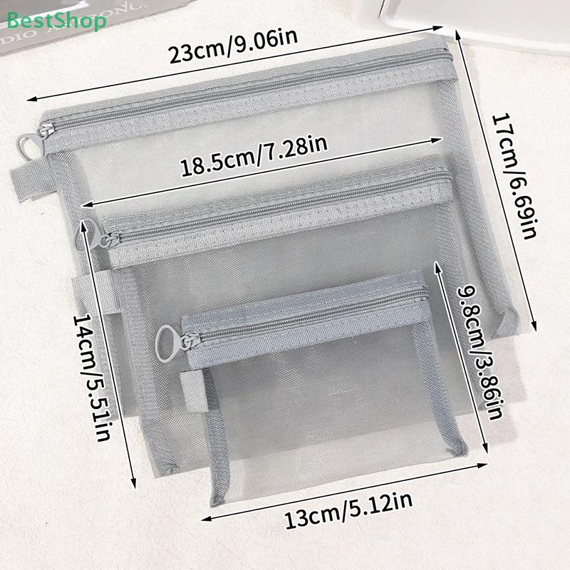 Mesh Travel Toiletry Bag - Transparent Cosmetic Pouch for Toiletries, Makeup & Organizing (Lightweight with Zipper)