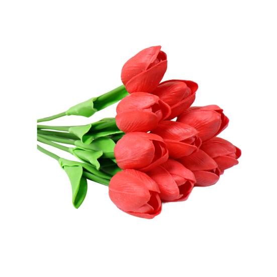 10Pcs Artificial Tulip Flower Home Office Party Realistic Fake Flower Branch Table Centerpiece Decoration Mother's Day Valentine's Day Easter Gift