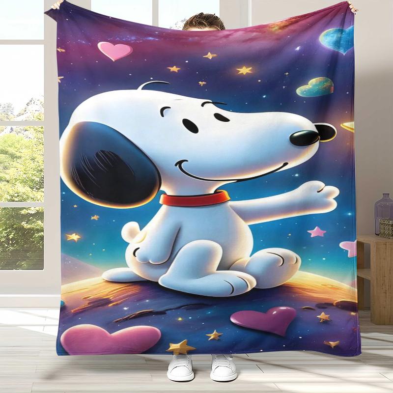 Cute Snoopy Dog Cartoon Flannel Blanket,Ultra Soft Warm Plush Throw for Home Bedroom Bed Sofa Cover Camping Picnic gift