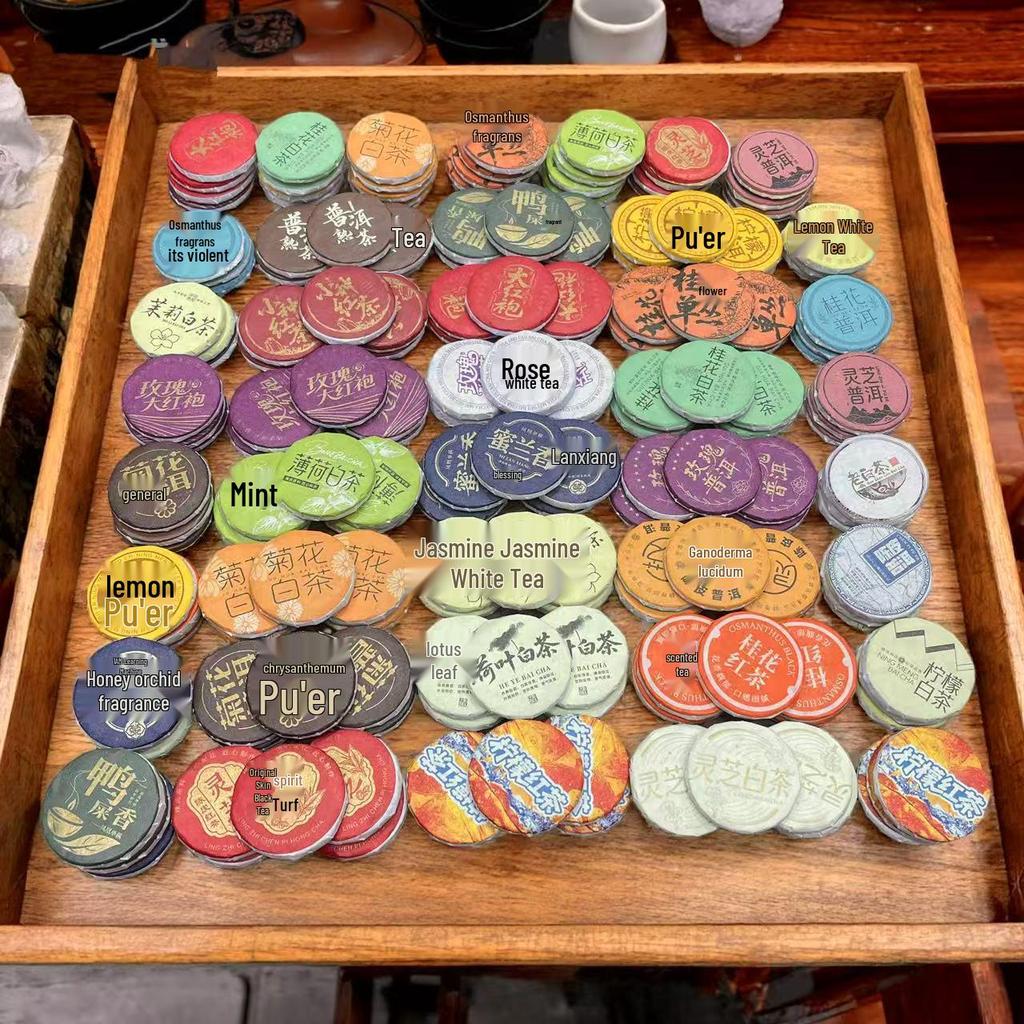 Assorted Mini Tea Cakes: 40 Varieties of Yunnan Pu-erh, Ripe, Glutinous Aroma, White, and Black Tea