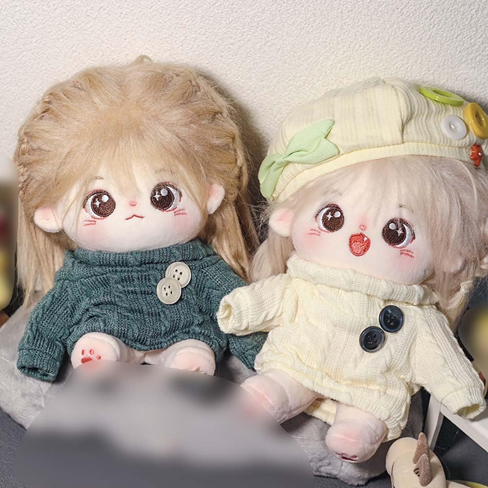 Niannyyhouse 10cm-15cm 20cm Plush Clothes, Turtleneck Sweater, Cotton Doll Clothes, Dress-Up (Light Brown, 20cm)