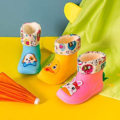 Wasserdichte, rutschfeste Kinder-Gummistiefel mit Baumwollfutter für Kleinkinder (2-6 Jahre)