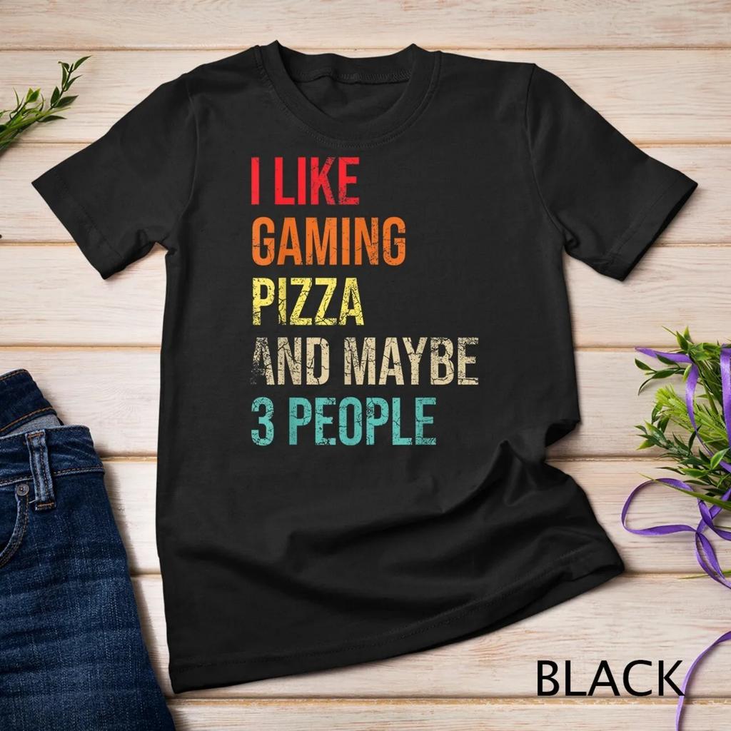 I Like Gaming Pizza Maybe 3 People Sarcastic Gamer T Shirt