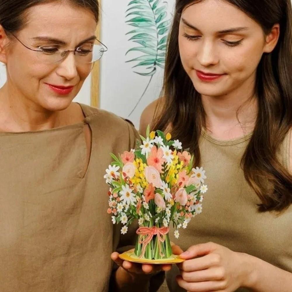 Lavender 3D Pop Up Flower Bouquet Card Romantic Wedding Blessing Card  Mothers Day