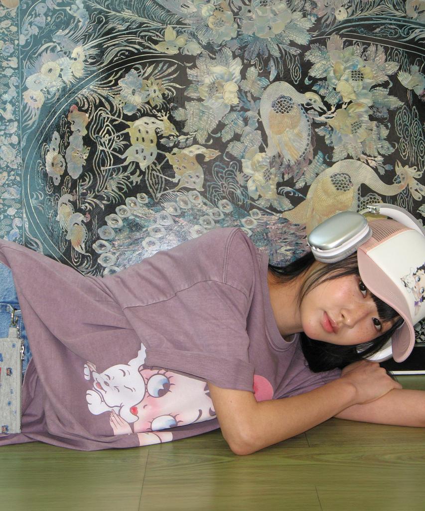 RONRON Betty Boop Ribbon Mesh Ball Cap Pink