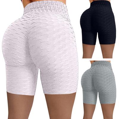 Shorts Femininos Levanta Bumbum Cintura Elástica Grade de Abacaxi Confortável Macio Uso Diário Poliéster Shorts Femininos de Cintura Alta Suprimento Esportivo