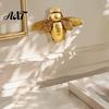 Modern French Style Wall Decor Vintage Gilded Bee Resin Figurine, Lifelike 3D Insect Sculpture with Built-In Gold Art Hook, Light Luxury Tabletop