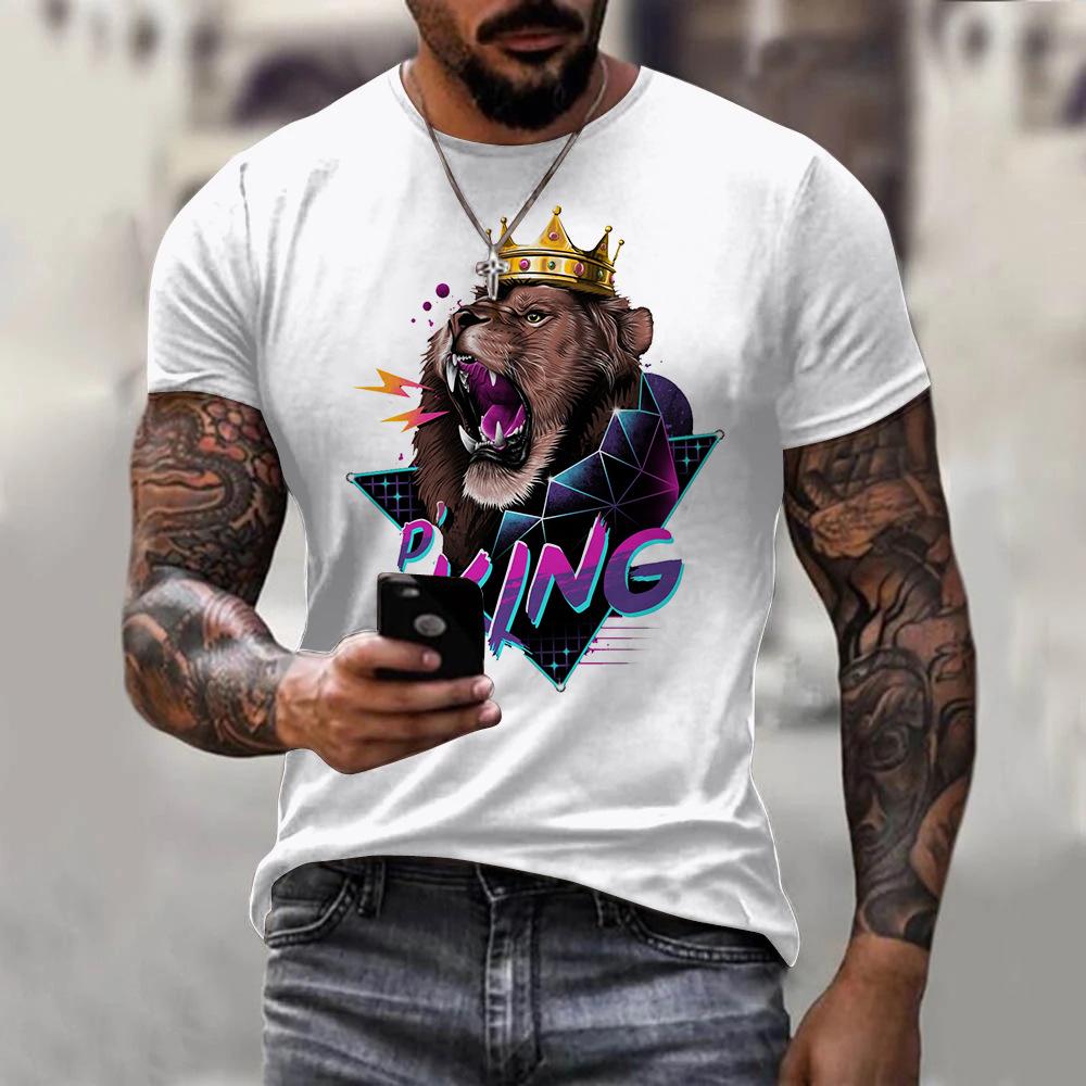 New 3D T-shirt Loose Men's and Women's Short Sleeved Animal Print Plus Size T-shirt Short Sleeved Top