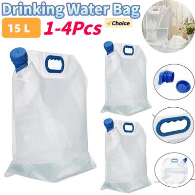 1-4Pcs 15L Outdoor Camping Travel Folding Bucket Camper Tourism Large Water Storage Container Foldable Water Bags Water Canister