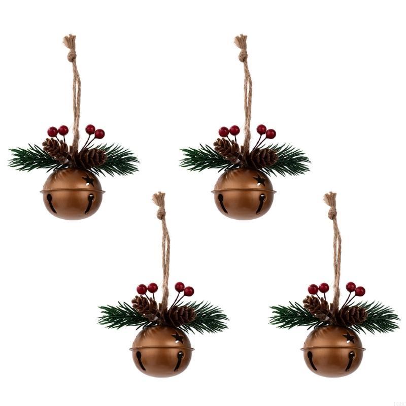 Christmas Tree Bells Hanging Ornament 4PCS Christmas Bells Hanging Decoration for Door Wreath Window Indoor and Outdoor
