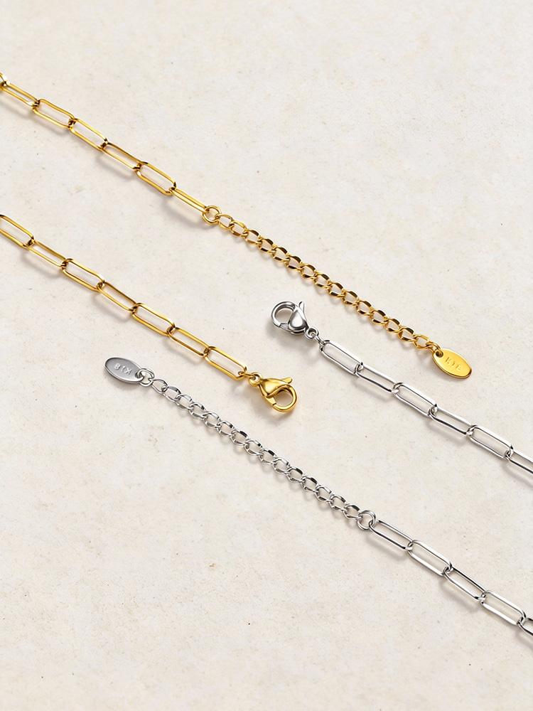 18K Gold Plated Paper Clip Chain Statement Necklace, Minimalist Link Chain Necklaces for Women Waterproof Jewelry Gift